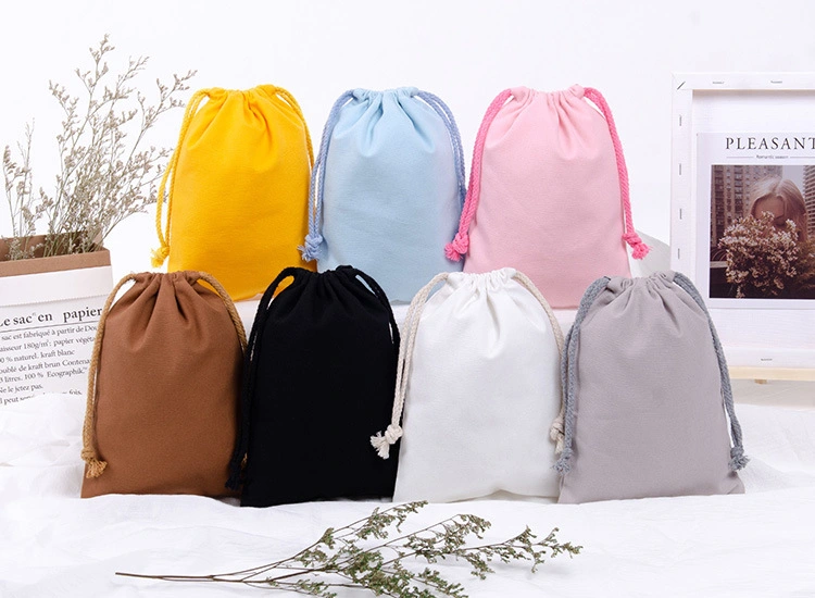 High Quality 100% Natural Gold Cotton Pouch Muslin Drawstring Bag