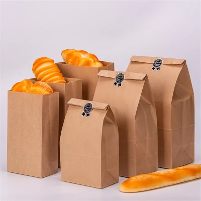 27X15X9 32X18X11cm ブラウンクラフト紙袋ビスケットパンベーキングパッケージギフトバッグ包装テイクアウト食品環境に優しいバッグ卸売